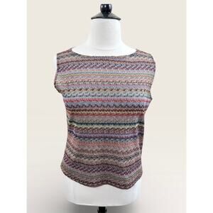 Chico’s Design Abstract Striped Pattern Tank, Size 3